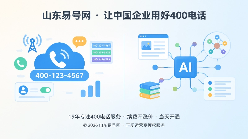 通信服务与AI收录服务边界的左图右文式扁平插画